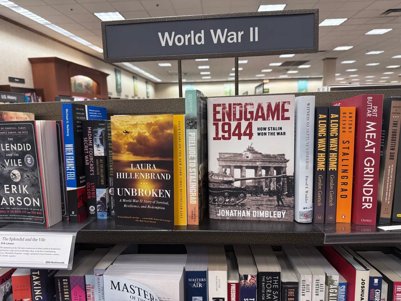 A Long Way Home shelved in the World War II section at Barnes & Noble